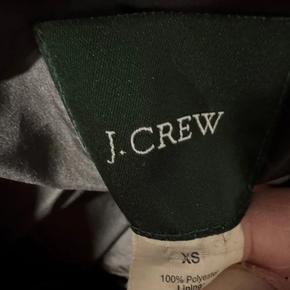 J. Crew Womens XS black Long Puffer Coat Hooded‎ Quilted Parka Jacket